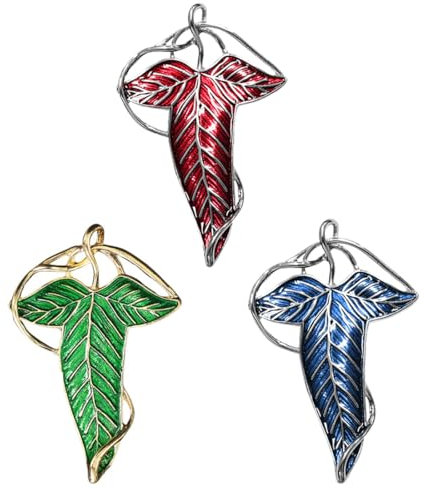 IKOPFLN 3 Stück Elfenblattbroschen,mittelalterliche Broschen,Herrenbrosche,Vintage-Broschen,personalisierte Broschen,perfekt für Herr der Ringe-Liebhaber und Hobbit-Liebhaber