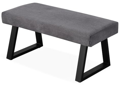 B&D home Sitzbank Dolce | gepolsterte Esszimmerbank 100 cm Polsterbank für Esszimmer, Garderobe, Küche | Industrial modern Design | Dunkelgrau, 11304-100-DAGR