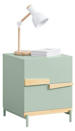 SoBuy Nachttisch mit 2 Schubladen – Sofatisch Beistelltisch für Schlafzimmer und Wohnzimmer, Grün, 40x49x44 cm FBT164-GR