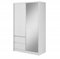 Generisch Schwebetürenschrank Sara 130, Kleiderschrank, Schrank, Schlafzimmerschrank mit 2 Drehtür und 1 Schiebetür, 2 Schubladen, Kleiderstange und 4 Einlegeboden (Weiß/Weiß)