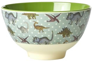 Rice Melamin Schüssel Kinderschüssel Schale klein - graublau - New Dino Print