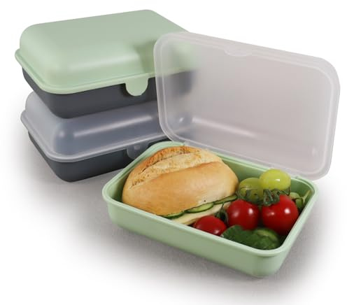 Blade Brotdose Kinder und Erwachsene Lunchbox Snackbox Meal Prep Box Frischhaltedose mit Deckel für Schule und Büro Vesperbox 3er-Set mit je ca. 1200 ml Volumen – gesamt 3600 ml.(GrünTransparent)