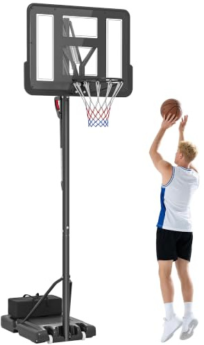 SPORTNOW Basketballkorb Outdoor mit Verstellbare Korbhöhe für Erwachsene | Basketballständer, 230-305 cm, 110 x 75 cm Bruchsichere Rückwand, Gefederter Korb, Rädern, Gewicht