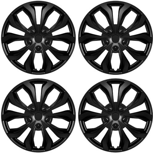 AutoBeeDen 4er-Pack Universal Radkappen für 14 Zoll Räder, 14 Radzierblenden, Radblenden (Schwarz, 14 Zoll)