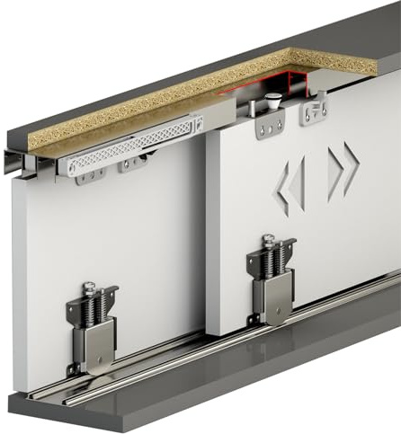 Decoranddecor Sliding Wardrobe Door Track Kit 2 Doors 1.2m Soft Close | 75kg Capacity, Cut to Size Track, Ball Bearing Wheels Rollers for Silent Gliding, Suitable up to 22mm panel thickness.