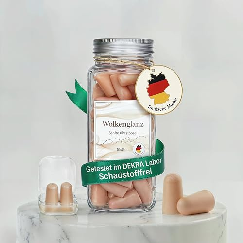 Ohrstöpsel Wolkenglanz 120 St. zum Schlafen, Schnarchen, Reisen, Lernen und Arbeiten Geräuschunterdrückung SNR 38 dB Super Weich PU-Schaum für Seitenschläfer Beige Unauffällig, Schadstofffrei, Bequem