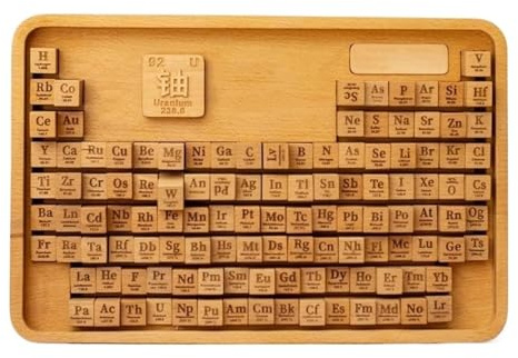 Periodic Table of Elements Wooden Blocks with Atomic Number Guide and Adjustable Stand for Science Chemistry Education