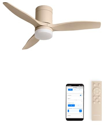 CREATE / WINDCALM S/Ventilador de techo ABS con luz arena con Wifi y mando / 40W, Silencioso, Ø112 cm, 6 velocidades, 3 temperaturas de luz, temporizador, función verano-invierno