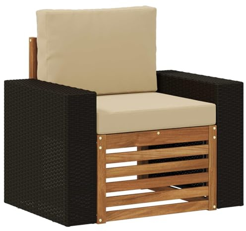 vidaXL Outdoor Mittelsofa Natur, Moderne Outdoor-Couch, modulare Möbel, wetterfestes Gartenlounge, Bequeme Terrassen-Sitzgruppe