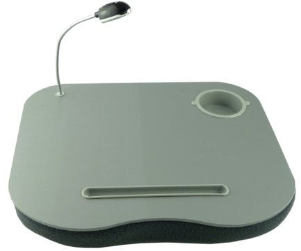 BRAND NEW PORTABLE LAPTOP TRAY CUSHION WITH LED LIGHT / LAPTOP COOLING PAD - LIGHTWEIGHT AND PORTABLE - BUILT IN CUP HOLDER - REQUIRES 3 X AA BATTERIES - SUITABLE FOR MOST LAPTOP SIZES UP TO 17 - COMFORT CUSHION