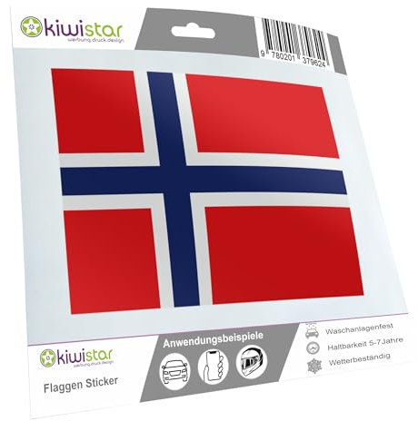 Kiwistar - Autoaufkleber Sticker Fahne Flagge Aufkleber 10cm Norwegen Flagge Länder Wappen Fahne Sticker Kennzeichen - Auto - Fahrrad - LKW