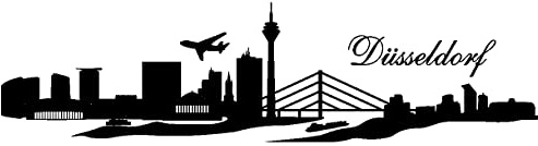Samunshi® Wandtattoo Düsseldorf Skyline Wandaufkleber 120 x 31cm schwarz