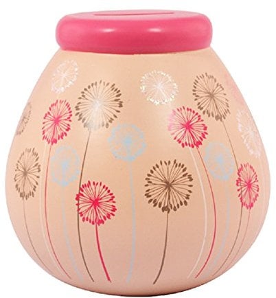 Pot of Dreams Hand Painted Dandelion Flower Save And Smash Handcrafted Ceramic Money Box Piggy Bank | Perfect Decorative Gift and Saving for Self Care & family Vaction