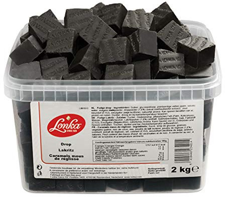 Lonka Fudge Lakritz - Großpackung: 2 kg Dose - Köstlich Cremiges Fudge mit Lakritzgeschmack - Leckerer Snack zum Kaffee und Tee - Süßigkeiten