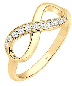 Elli Damen Ring Unendlichkeit 925 Sterling Silber Zirkonia Brillantschliff gold