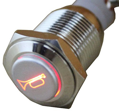 E Support™ la luz del cuerno del altavoz pulsador interruptor de palanca de metal de 16 mm momentáneo 12V auto del coche LED rojo