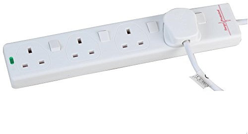 PRO ELEC 4-Gang Switched Surge Protected Extension Lead – 2m, White – Individual Switches, 13A, UK Plug – PELB1919