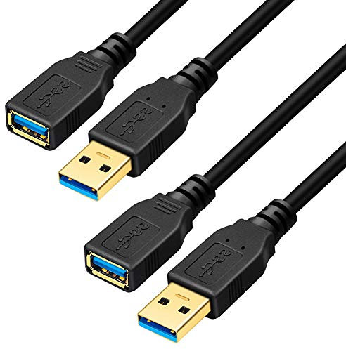 Yeung Qee USB 3.0 Extension Cable 0.3M, High Speed USB 3.0 A Male to A Female Extension Cable (1 FT/30cm) - 2 Pack
