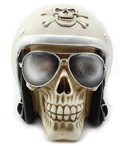CBK-MS Skull Totenkopf mit Motorradhelm und Sonnenbrille Halloween Sparschwein Spardose Totenschädel