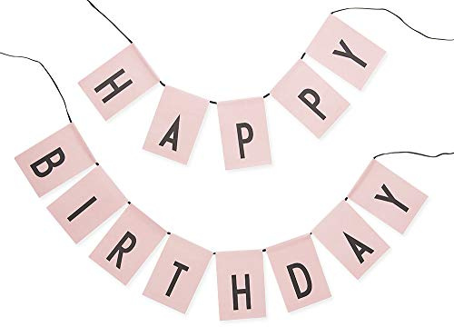 Design Letters Flaggen, Happy Birthday/Surprise Party Wende Wimpelkette-wiederverwendbar (Pink)