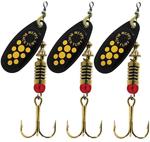 Mepps – Black Fury Spoon, Size 2, POINTS JAUNE X3, 2