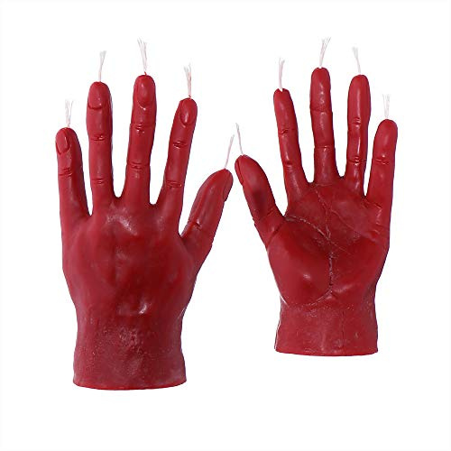 NKlaus - 2x Bienenwachs Rumeshand - rot Kerze - Handarbeit Ritualkerze Figurenkerze Gothik Skull Halloween Hand Tropfkerzen 36318