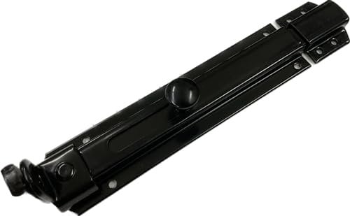 Catenaccio con portalucchetto finitura nero applicabile sia su porte e ante di finestre pesanti in legno massello.Chiusura e apertura azionabile tramite il comodo pomellino