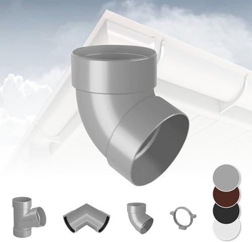 RAINWAY S Regenrinnen System (Rohrbogen 67° zweifach grau) - PVC-U Kunststoff in 4 Farben, für Dachflächen < 100m² empfohlen, Eckstück Bogen 67 Grad