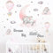 Groß Deco Wandtattoo Rosa Baby Elefant, Niedlich Fünf Elefanten Rosa Mond Graue Sternenwolke Wandsticker, JOENCOST Abnehmbar Kindergarten Wandaufkleber Baby Kinder Jungen Mädchen Schlafzimmer Wiege