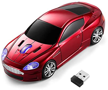 Aikchi Kabellose Sportwagen Maus, Kabellos Auto Desktop Laptop Maus, 2,4GHz Optische Mäuse für MD (Red)