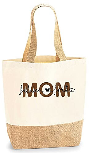 mamir home Shopper Personalisiert MOM Namen Kinder Geschenk Weihnachten (Jute Shopper Materialmix)