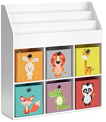 Vicco Kinderregal Luigi, Weiß, 107.2 x 114.2 cm mit 6 Faltboxen Opt.1