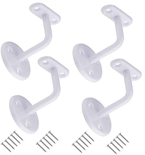 TERF® Set of 4 Heavy Duty White Stair Handrail Brackets with Fixing Screws
