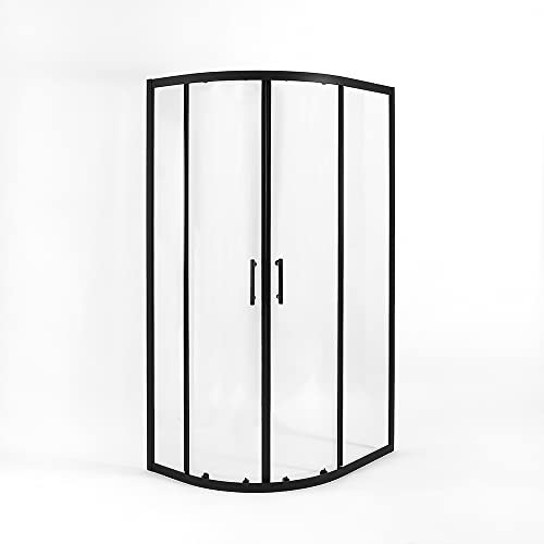 Milano Nero Black Left Hand Quadrant Shower Enclosure White Tray - 900mm x 760mm