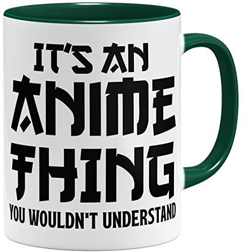 OM3® It's an Anime Thing Tasse Japan Manga Comic - Keramik Becher - 11oz 325ml - Beidseitig Bedruckt - Grün