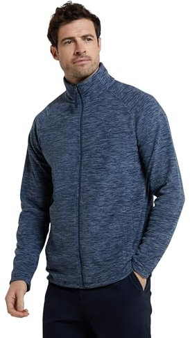 Mountain Warehouse Snowdon Mens Full Zip Fleece - Midlayer Pullover, Breathable Jacket, Soft Outerwear, Smooth Fleece Top - For Spring Summer, Travelling Blue M