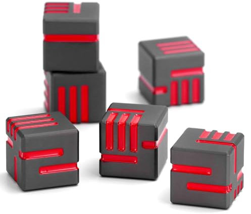 Technologie Metall Würfel, DND Würfel Set 6mm, ZHOORQI W6 Spielwürfel Neu Gestaltete Konzept Würfel für Dungeons and Dragons und RPGs(D6-Gun Red)