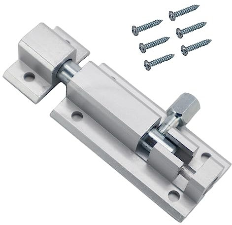 scottchen Pro Schiebetürriegel, Zylinderriegel mit Basis aus Aluminiumlegierung, Edelstahlriegelkern, robuster massiver Torschieberiegel, Sicherheitsschutz, Hardware, inklusive Schrauben, 116mm