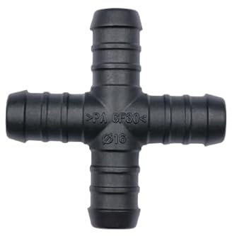 1, 2, 3, 5 oder 10 Stück Kreuz Schlauchverbinder 16 x 16 x 16 x 16 mm PA GF30 Kreuz Verbinder (2)