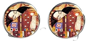 Mutter und Kind Ohrringe Der Kuss Ohrstecker Gustav Klimt Art Ohrstecker für Frau, 25 mm, Leder