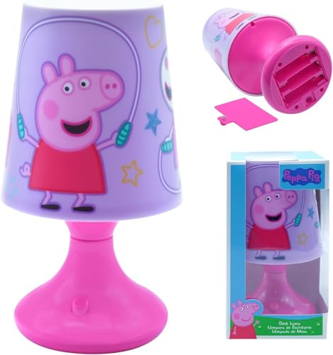 SRV Hub Peppa Wutz Nachttischlampe | LED Lampe Batteriebetrieben für Kinderzimmer | Nachtlicht Wohnzimmer | Einfache Ein / Aus-Taste | Dekorative LED-Leuchten Schlafzimmer - 18 cm