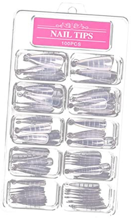 FRCOLOR 100Pcs False Nail Tips, White Plastic Nail Extension Forms, Ideal for Manicure and Home Use, Nail Art Decoration Accessory