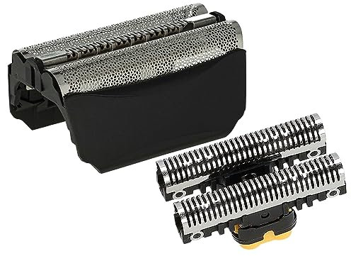 vhbw Kombi-Pack Scherteil Ersatz für Braun 51B, 51S für Elektrorasierer, Folie + Messerblock, schwarz/silber