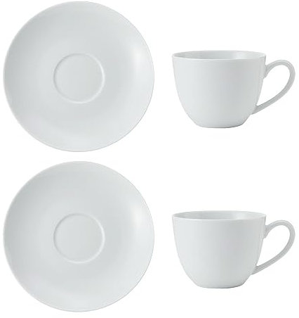 MIKASA Chalk 2pc Porcelain Cappuccino Cup & Saucer Set, 310ml, Gift Boxed, White