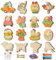 WEVOL Holzanhänger Ostern zum Bemalen,48pcs Ostern Basteln Kinder,Ostereier Anhänger Holz Ostern Deko,Oster Bastelset Dekoration