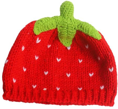 Harilla Erdbeermütze, Strickmütze, niedliche rote Frucht, vielseitig, Mädchen, dekorativ, Damen-Kopfbedeckung, Erdbeermütze, Winter-warme Mütze