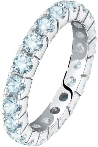 CHRIST Damen-Ring 925er Silber, recycelt Zirkonia 52, Hellblau 32027287