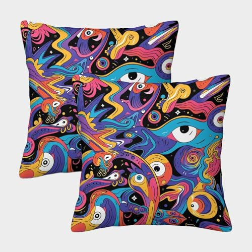 XINCHENMM Graffiti-Muster Dekorative Kissenbezüge,Versteckter Reißverschluss Abstrakte KunstKissenhülle, Für Autodekoration, Zuhause, Sofa, Bettwäsche Kissenbezug 2er-Set 40x40cm