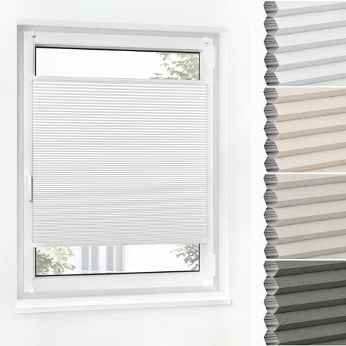 Jalousiescout Wabenplissee ohne Bohren Verdunklung—Thermo plissee Klemmfix Zweifarbig 85x170cm weiß-Weiß, Sonnen-, Sicht- & Hitzeschutz Jalousie verdunklung für Fenster & Tür