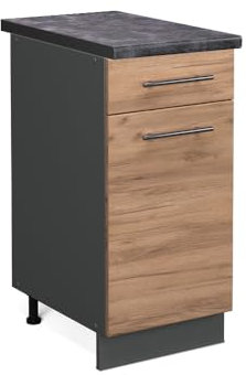 Vicco Küchenunterschrank Fame-Line, Goldkraft Eiche/Anthrazit, 40 cm, AP Anthrazit